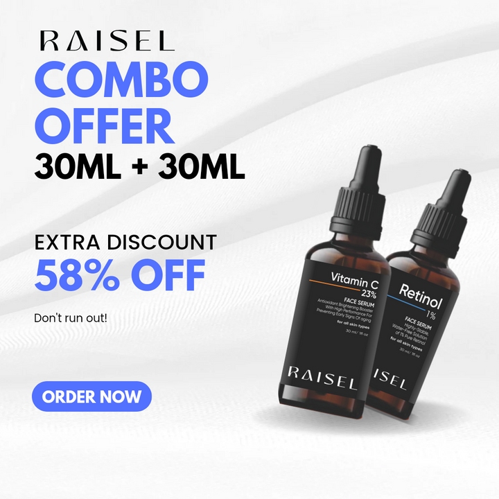 Combo RAISEL Vitamin C 23% Face Serum + 1% Retinol Face Serum For All Skin Type 30ml  each