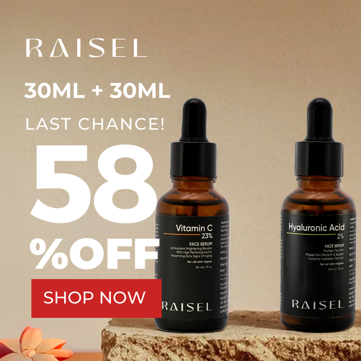 Combo RAISEL 2% Hyaluronic Acid Face Serum + Vitamin C 23% Face Serum For All Skin Type 30ml Each