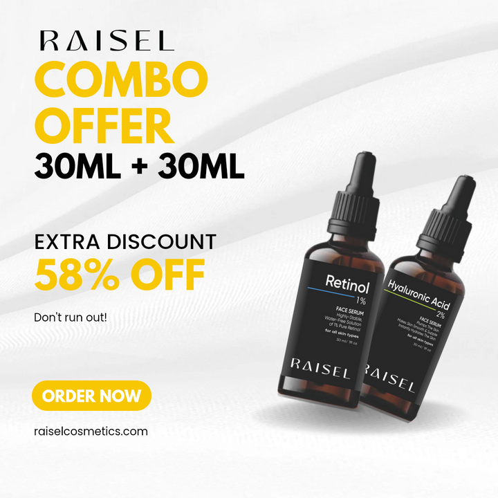 RAISEL 2% Hyaluronic Acid Face Serum + 1% Retinol Face Serum For All Skin Type 30ml each