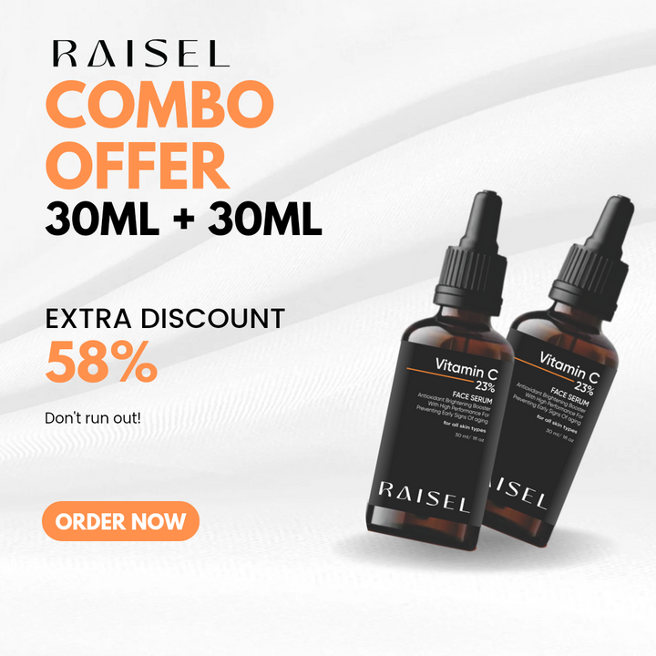 Combo Set RAISEL Vitamin C 23% Face Serum For All Skin Type 30ml each- Reduces Dark Spots & Pigmentation, Dermatologically Tested, Protect From Free Radical Damage, Lightweight & Quick-Absorbing