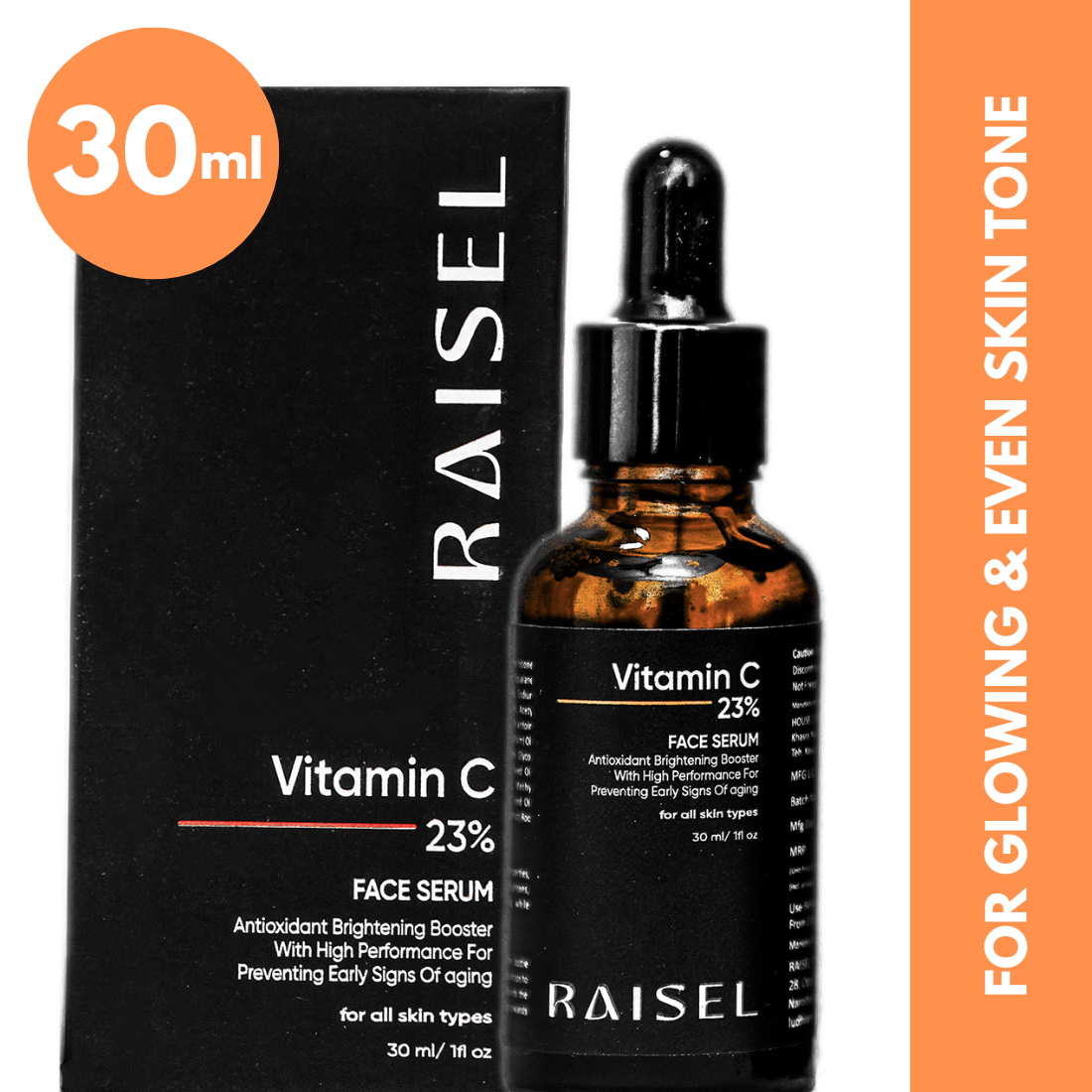 Combo RAISEL Vitamin C 23% Face Serum + 1%Retinol Face Serum For All Skin Type 30ml  each