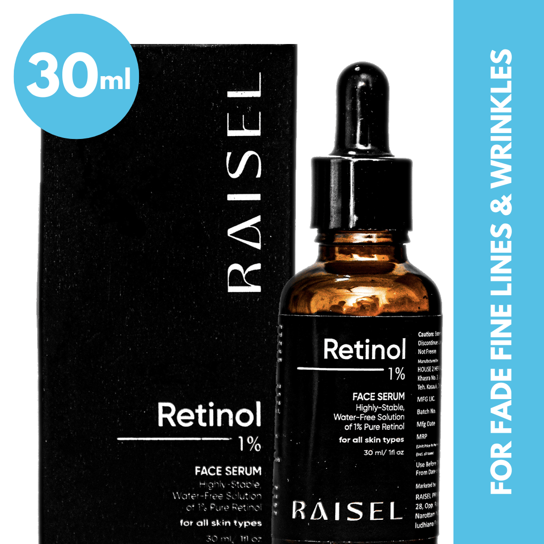 Combo RAISEL Vitamin C 23% Face Serum + 1%Retinol Face Serum For All Skin Type 30ml  each