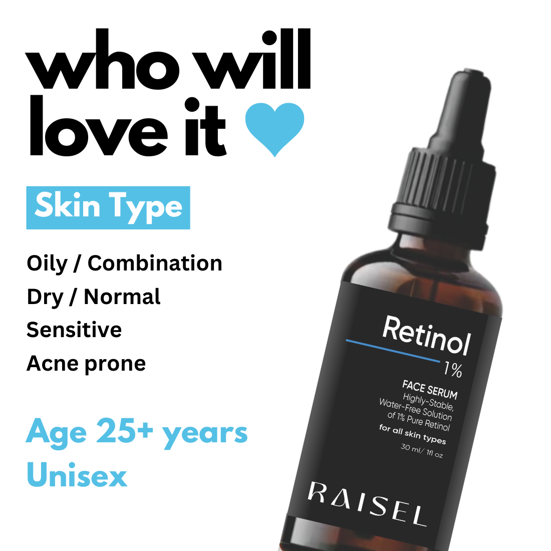 Combo RAISEL Vitamin C 23% Face Serum + 1%Retinol Face Serum For All Skin Type 30ml  each