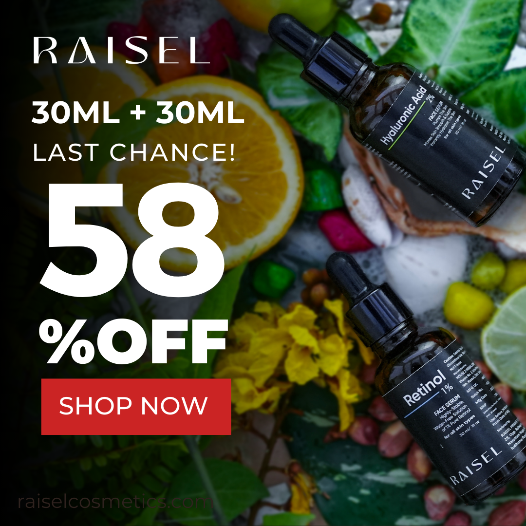 RAISEL 2% Hyaluronic Acid Face Serum + 1% Retinol Face Serum For All Skin Type 30ml each