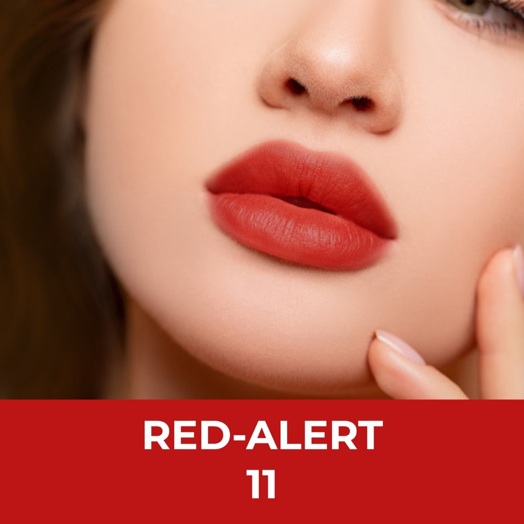 Raisel Liquid Matte Lipstick Waterproof Red Alert 11 Smudge Proof 12 Hours Stays Lip Color with Smooth Tip, Nourishing, Hydration, and Moisturising on Your Lips (4.5-ML) For Women and Girls