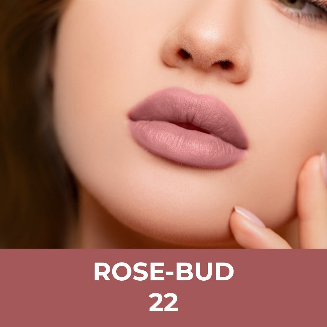 Raisel Liquid Matte Lipstick Waterproof RoseBud 22 Smudge Proof 12 Hours Stays Lip Color with Smooth Tip, Nourishing, Hydration and Moisturising on Your Lips (4.5-ML) For Women and Girls