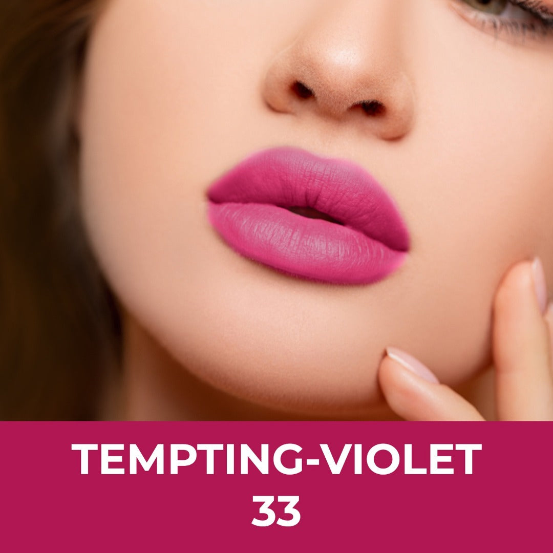 Raisel Liquid Matte Lipstick Waterproof Tempting Violet 33 Smudge Proof 12 Hours Stays Lip Color with Smooth Tip, Nourishing, Hydration and Moisturising on Your Lips (4.5-ML) For Women and Girls