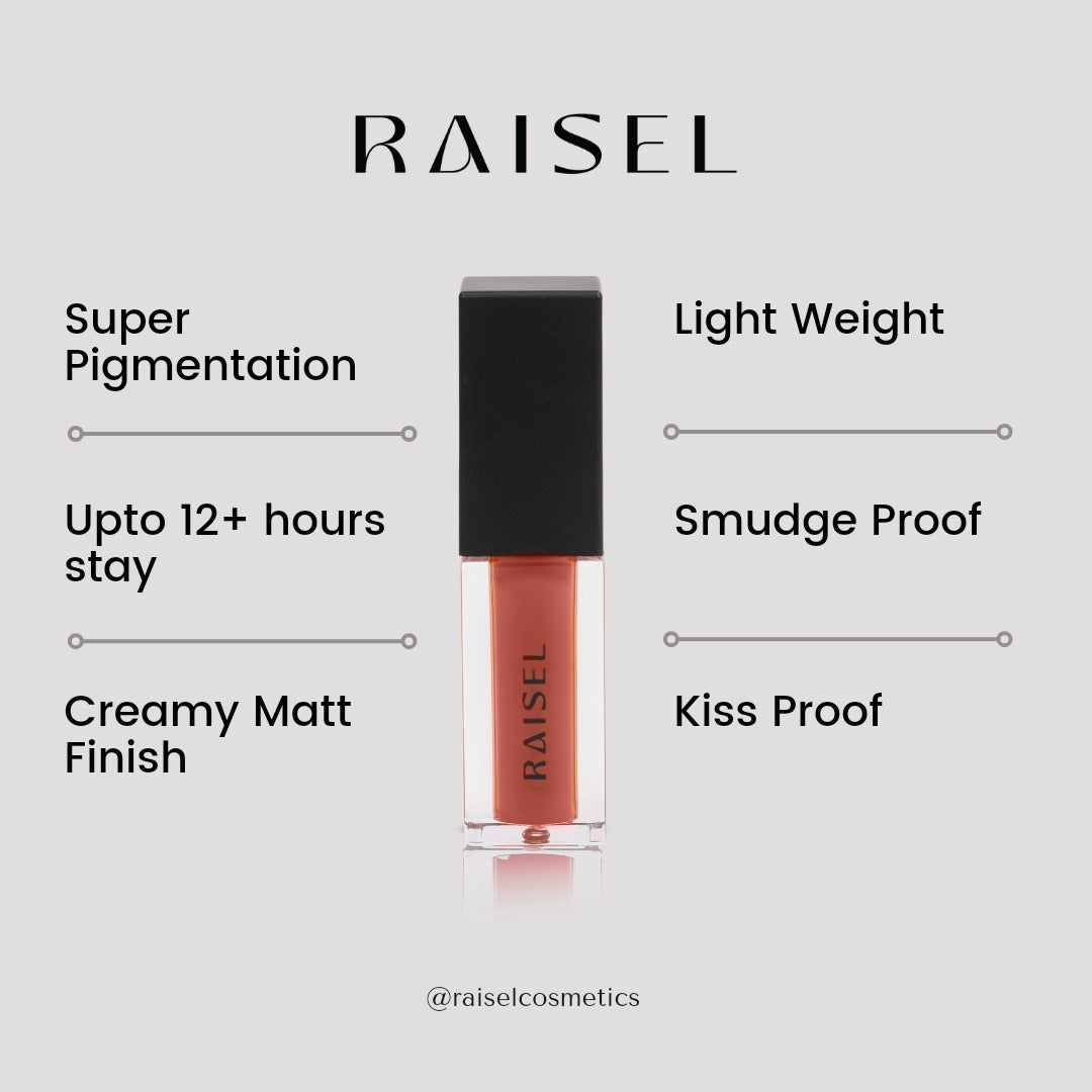 Raisel Liquid Matte Lipstick Waterproof Pack of 2 - Smudge Proof 12 Hours Stays Lip Color with Smooth Tip, Nourishing, Hydration and Moisturising on Your Lips for Women and Girls (9-ML)