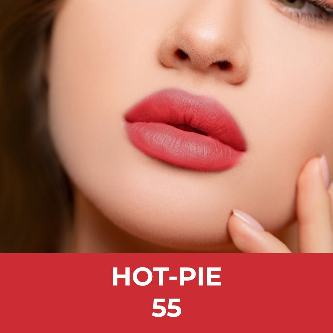 Raisel Liquid Matte Lipstick Waterproof Hot Pie 55 Smudge Proof 12 Hours Stays Lip Color with Smooth Tip, Nourishing, Hydration and Moisturising on Your Lips (4.5-ML) For Women and Girls