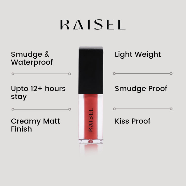 Raisel Liquid Matte Lipstick Waterproof Truly Yours 66 Smudge Proof 12 Hours Stays Lip Color with Smooth Tip, Nourishing, Hydration and Moisturising on Your Lips (4.5-ML)